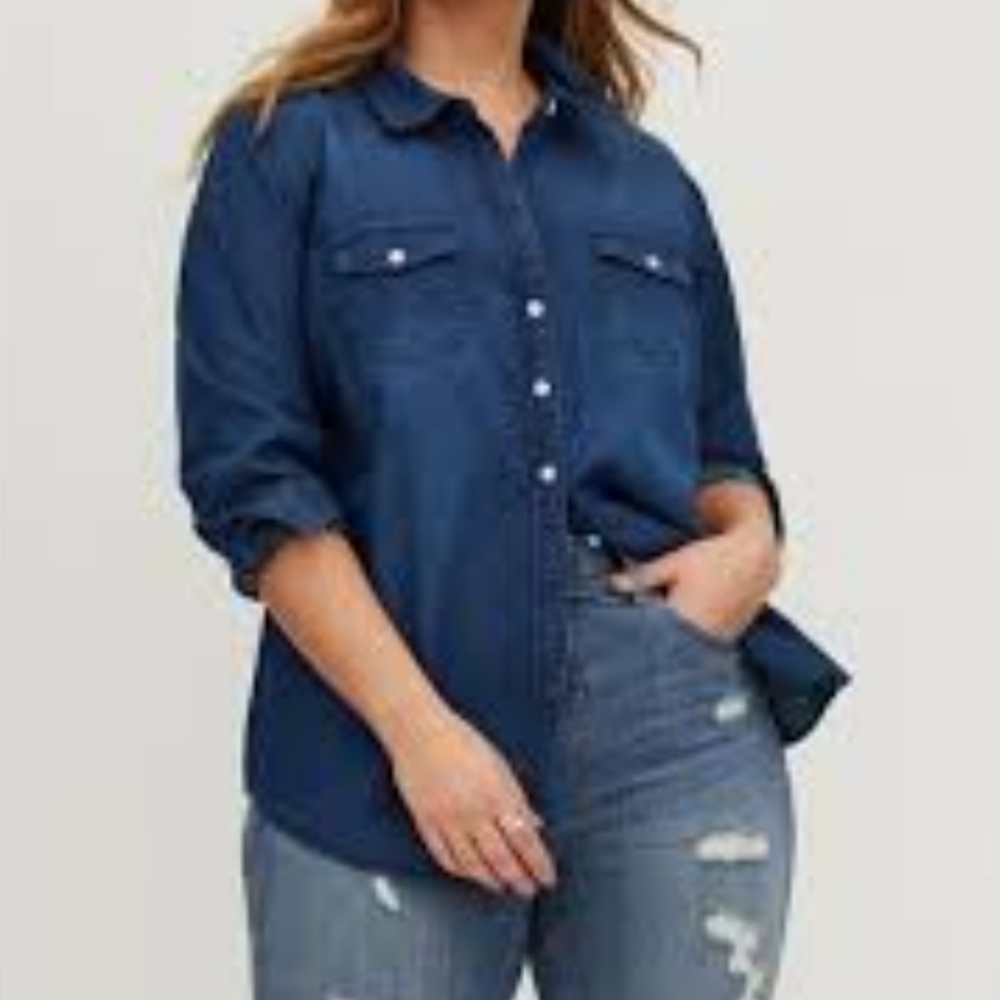 Dark Wash Button Down